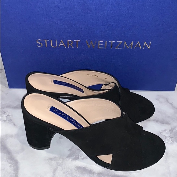 Stuart Weitzman open toe block heel mules size 4 - Picture 7 of 8